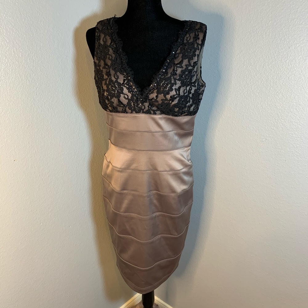 Eliza J Black Lace and Satin Dress -8